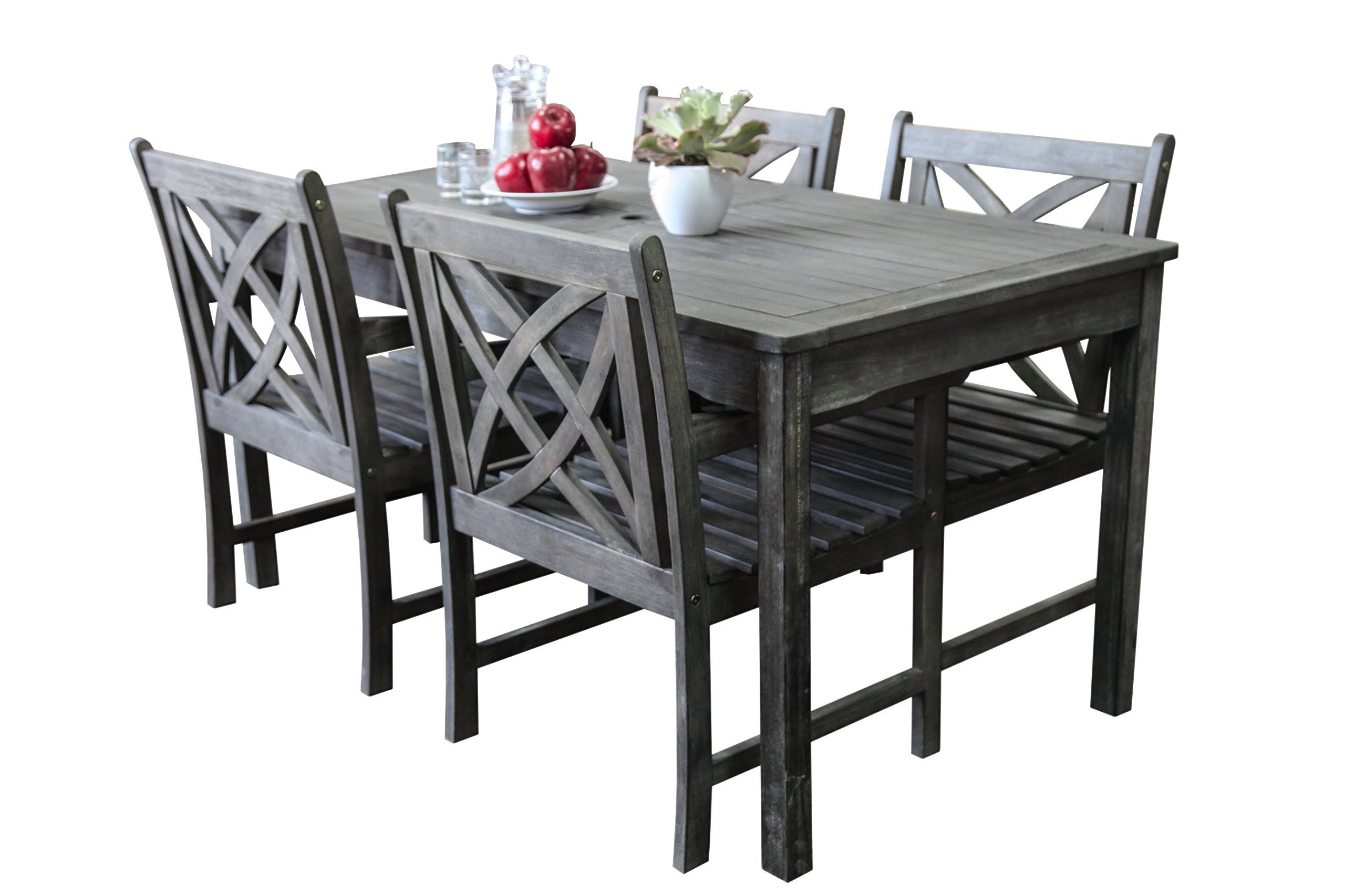 Vifah Renaissance 5-Piece Patio Dining Set, Gray LEWJTP