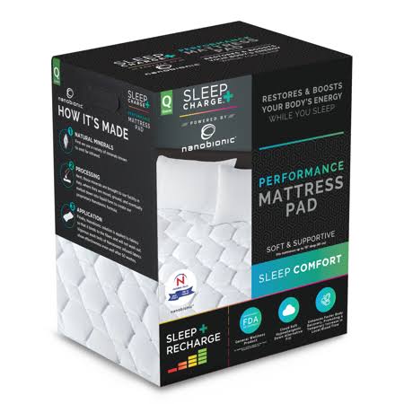 Nanobionic Mattress Pad Queen, White KFXKXD